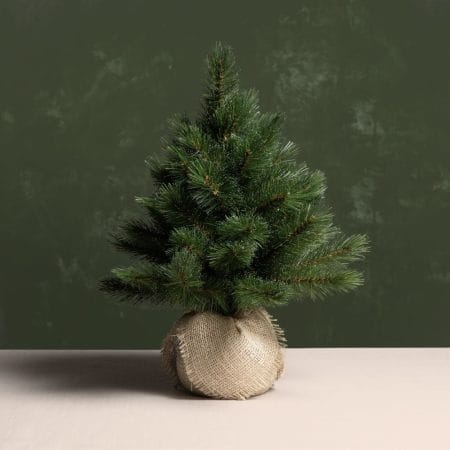 Tabletop Christmas tree with a burlap base, 17,5'' - Décors Véronneau