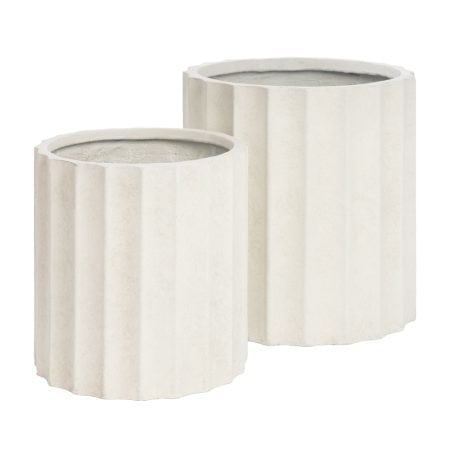 White wavy fibercement planter