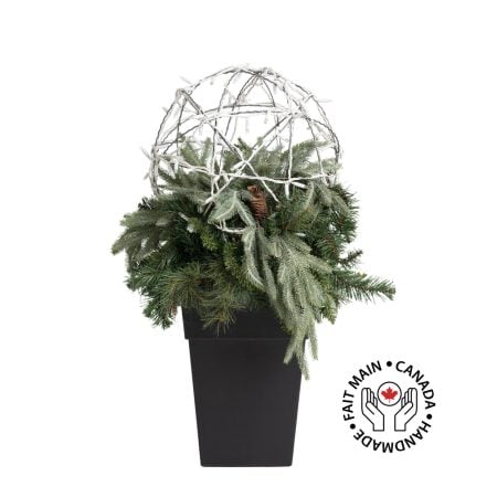 Arrangement de Noël avec sphère illuminée, 38 x 18''