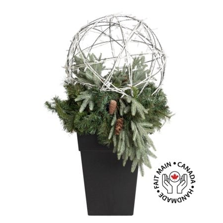 Arrangement de Noël avec sphère illuminée - Décors Véronneau