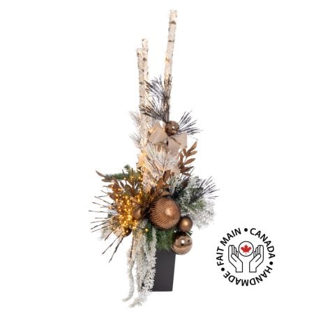 Arrangement de Noël extérieur avec boules cuivre, 72 x 32''