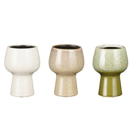 Cache-pot émaillé sur piédestal, 5 x 3,5''