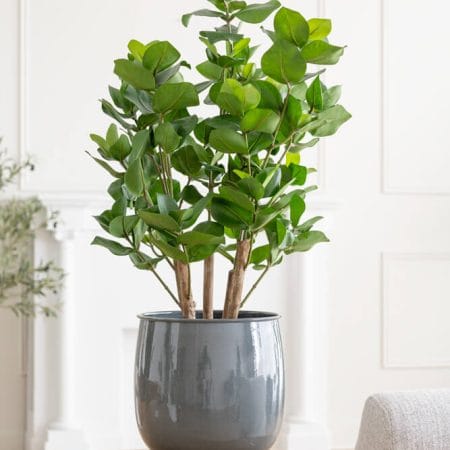 Grey round planter - Décors Véronneau