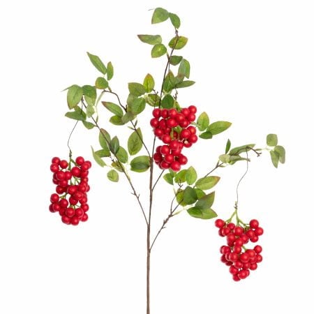 Artificial hanging foliage with red berries, 40''