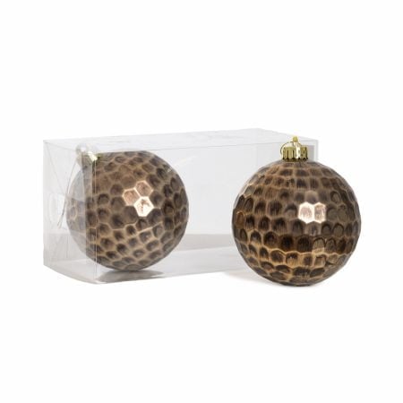 Box of 2 hammered antique Christmas baubles, 5'' - Décors Véronneau