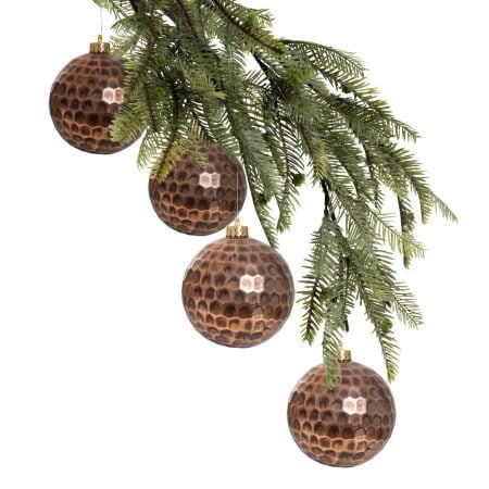 Box of 2 hammered antique Christmas baubles, 5''