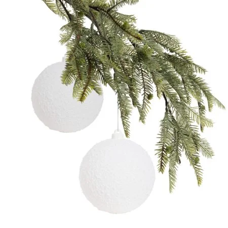 Box of 2 white snow ball Christmas ornaments, 6''