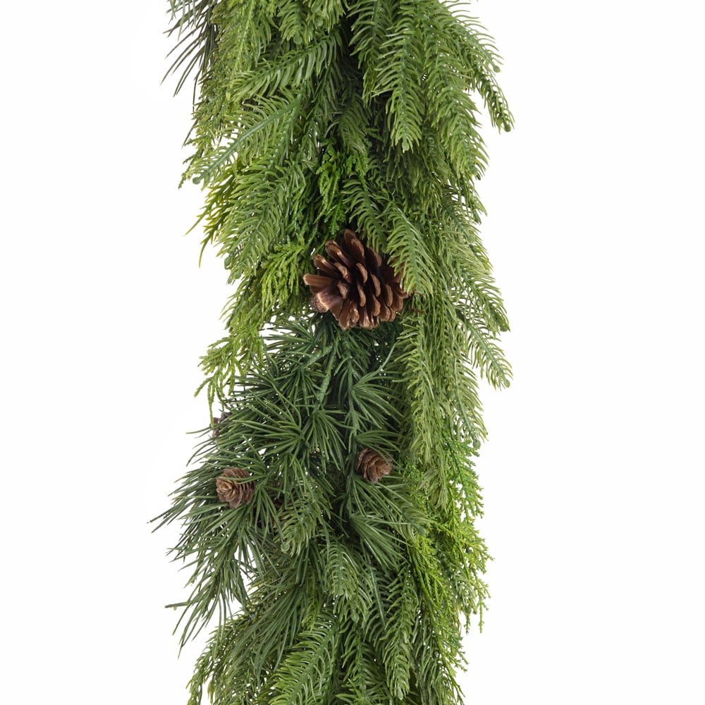 Artificial real-touch mixed Christmas garland, 72'' - Décors Véronneau