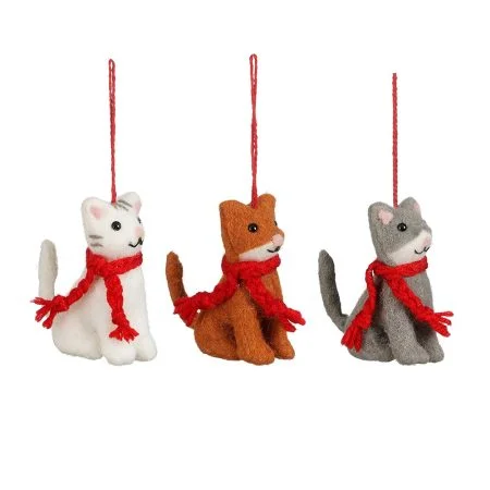 Cat with red scarf Christmas ornament, 1,5''