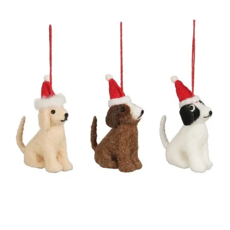Dog with red hat Christmas ornament, 1,5''
