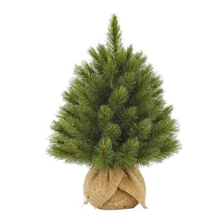 Tabletop Christmas tree with a burlap base, 17,5''