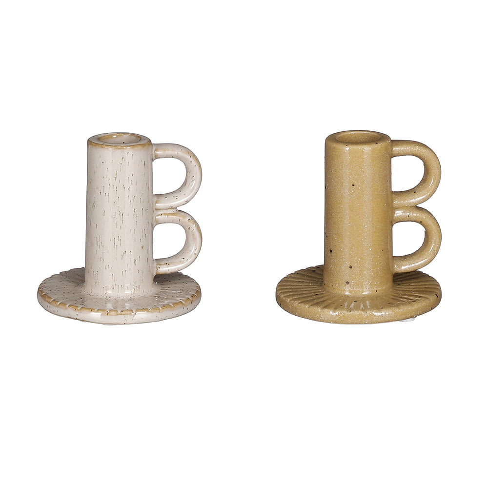 Speckled ceramic candleholder, 3,5 x 3,5'' - Décors Véronneau