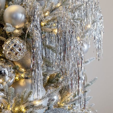 Branche de Noël cheveux d'ange argent, 40'' - Décors Véronneau