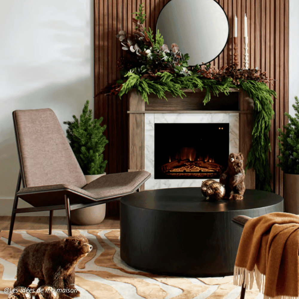 Sapin d'épinette salon foyer guirlande - Décors Véronneau