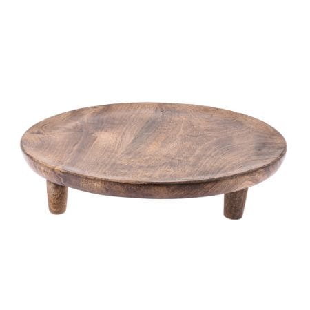 Plateau rond sur pied en bois de manguier, 12''