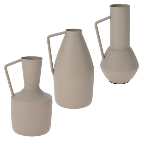 Beige metal jug vase, 6,5 x 3,5''