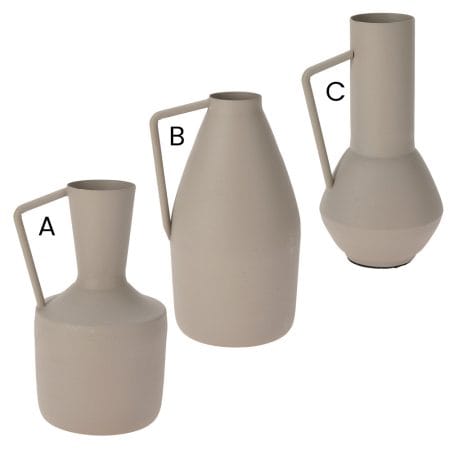 Beige metal jug vase, 6,5 x 3,5'' - Décors Véronneau