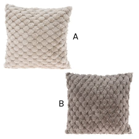 Neutral quilted polyester cushion, 17,5 x 17,5'' - Décors Véronneau