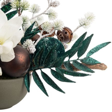 Emerald green and brown Christmas centerpiece, 15 x 24'' - Décors Véronneau
