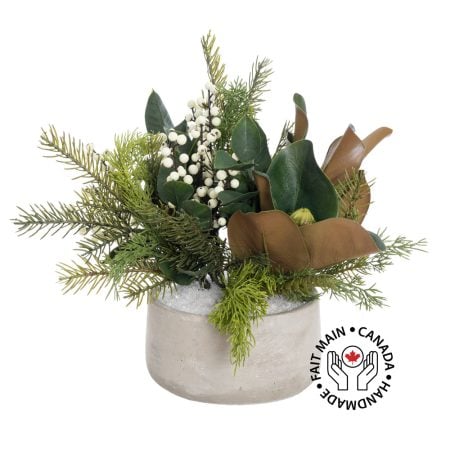 White berry and pine Christmas centerpiece, 14 x 16''