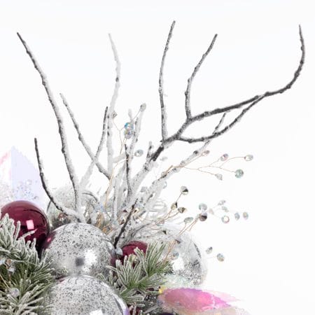 Iridescent pink Christmas centerpiece, 14 x 25'' - Décors Véronneau