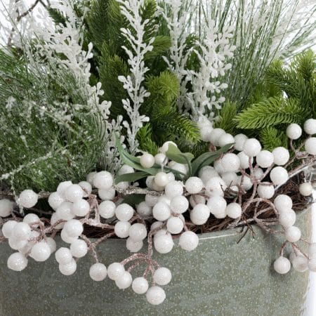 Frosted whimsical Christmas arrangement, 18 x 25'' - Décors Véronneau