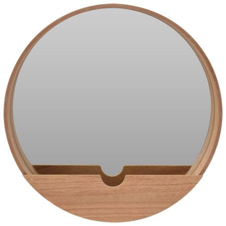 Miroir rond en bois avec rangement, 13,5''