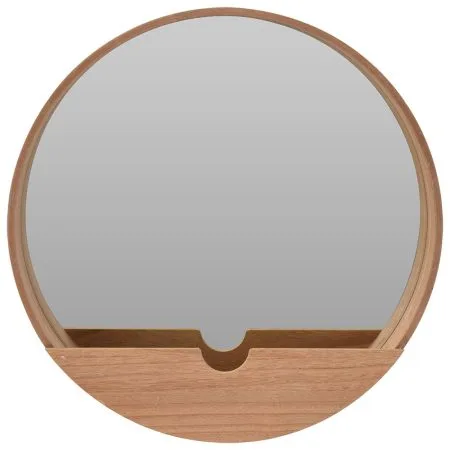 Miroir rond en bois avec rangement, 13,5''
