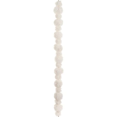 White fur pom-pom garland, 61''
