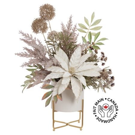 Champagne Christmas arrangement on a stand, 26 x 20''