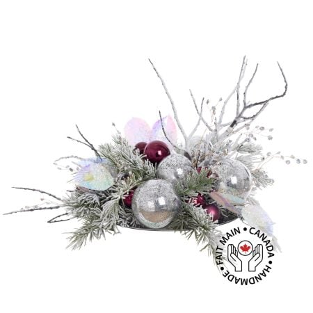 Iridescent pink Christmas centerpiece, 14 x 25''