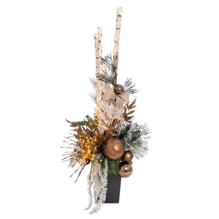 Copper decorated outdoor Christmas arrangement, 72 x 32''