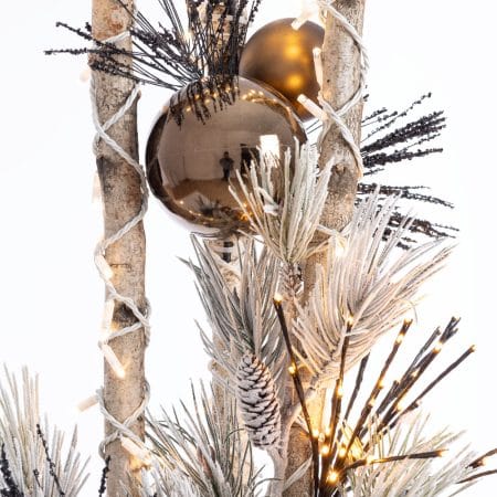 Outdoor birch arrangement with bow, 72 x 23'' - Décors Véronneau