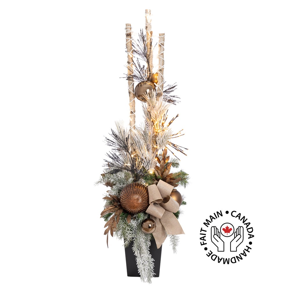 Arrangement extérieur de bouleaux avec ruban - Décors Véronneau