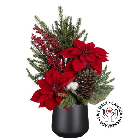 Red poinsettia traditional Christmas arrangement