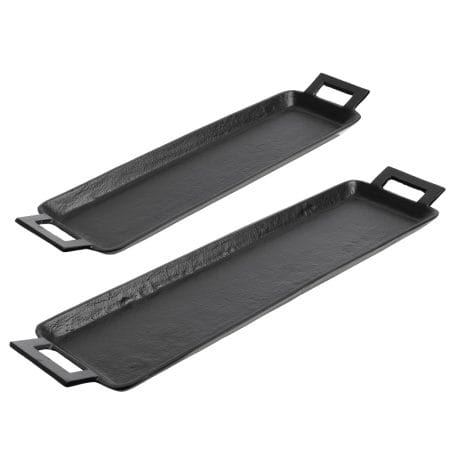 Plateau noir en aluminium avec poignées