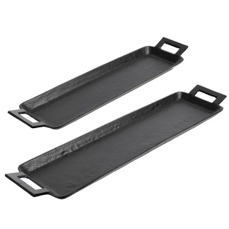 Plateau noir en aluminium avec poignées