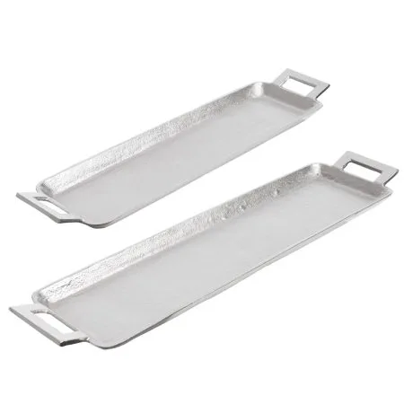 Plateau argent en aluminium avec poignées