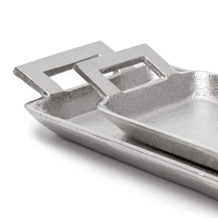 Plateau argent en aluminium avec poignées - Décors Véronneau