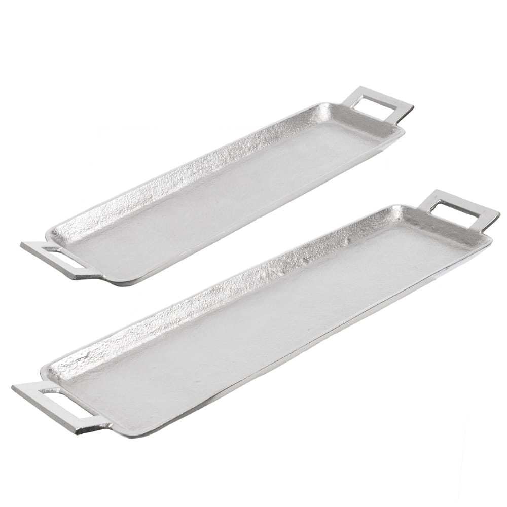 Plateau argent en aluminium avec poignées - Décors Véronneau