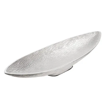 Bol décoratif oval argent en aluminium, 5 x 17,5''