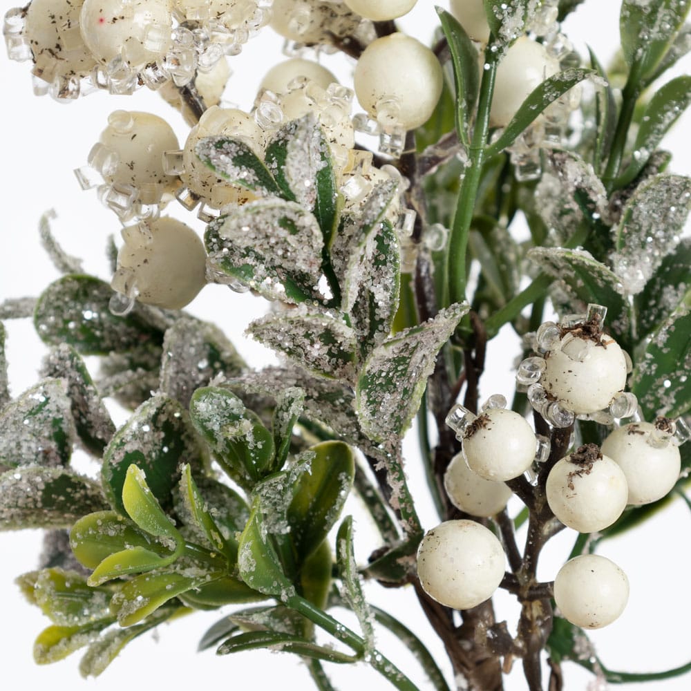 Decorative white frosted berry stem, 8'' - Image 2 - Décors Véronneau