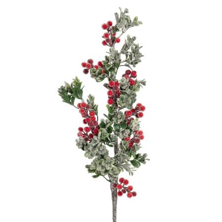 Artificial red berry cluster stem, 32''