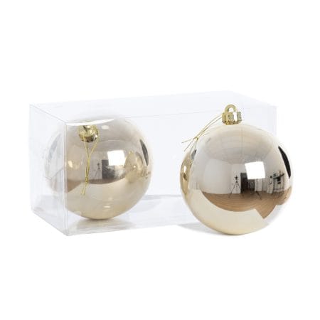 Glossy champagne Christmas baubles, 5,5'' - Décors Véronneau