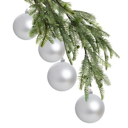 Matte silver plastic Christmas ornaments, 4''