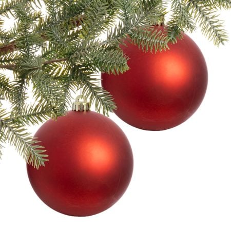 Boules de Noël rouge mat, 5,5''