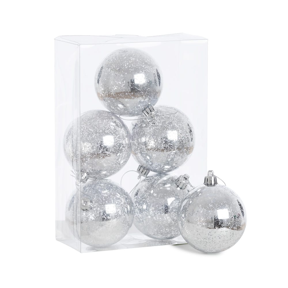Boules de Noël argent fini mercure lustré, 3-5,5'' – Image 3 - Décors Véronneau