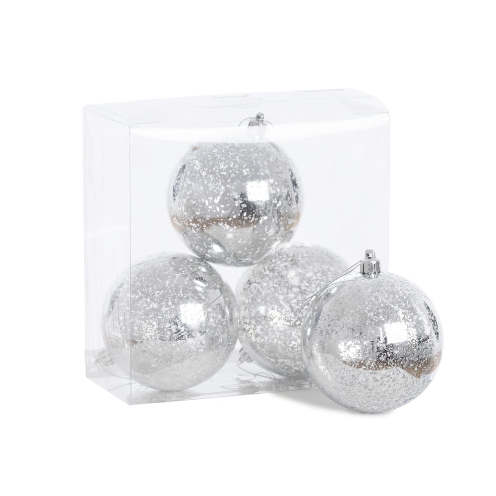 Boules de Noël argent fini mercure lustré, 3-5,5'' – Image 4 - Décors Véronneau