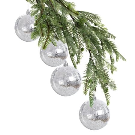 Glossy silver mercury Christmas ornaments, 3-5.5''