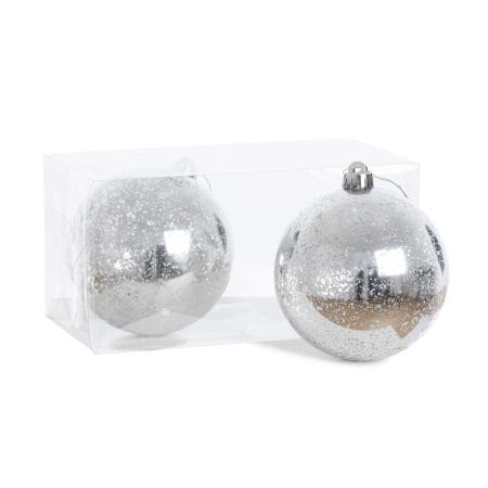 Glossy silver mercury Christmas ornaments, 3-5.5'' - Décors Véronneau